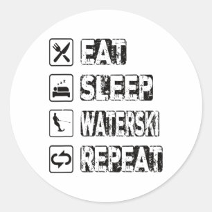 Eat Ssov Waterski Repeat Waterski Vatten Skiing Wa Runt Klistermärke