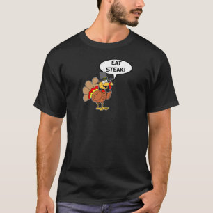 Eat Steak Thanksgiving Turkey Pilgrim Tecknad T Shirt