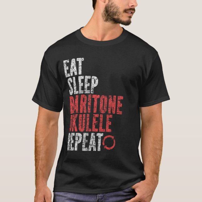 Eat Sviloläge Baritone ukulele Repeat T Shirt (Framsida)