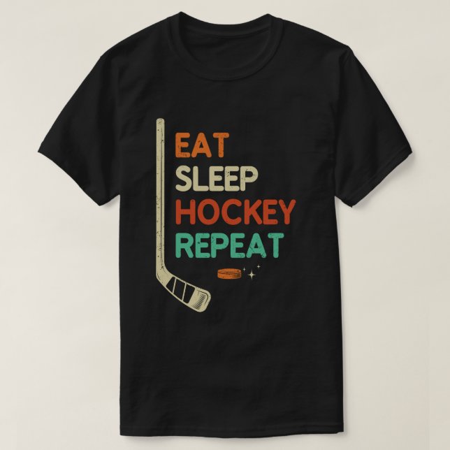 Eat Sviloläge Hockey Repeat Hockey Älskare T Shirt (Design framsida)