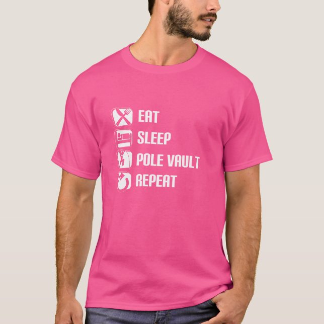 Eat Sviloläge vale Repeat Funny Pole Vaulting T Shirt (Framsida)