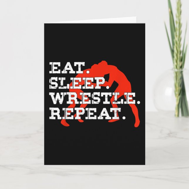 Eat Svilole Wrestle Repeat Funny Wrestling Wrestle Kort (Framsida)