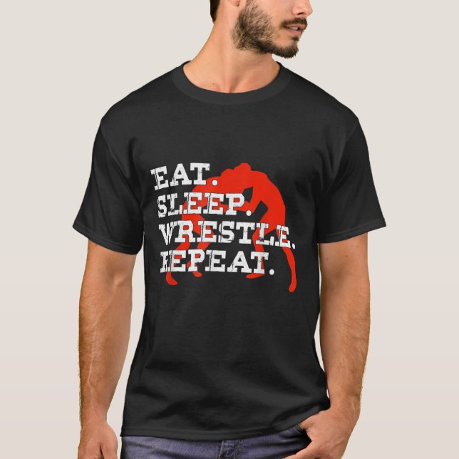 Eat Svilole Wrestle Repeat Funny Wrestling Wrestle T Shirt (Framsida)