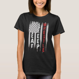 Eat Svilole Wrestle USA flagga Wrestling T Shirt