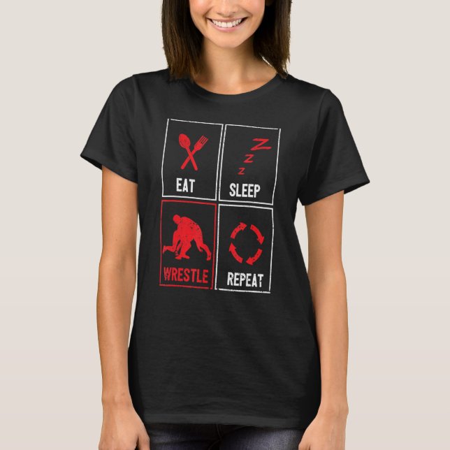 Eat Svilolewrestle Repeat Wrestling Sport Wrestler T Shirt (Framsida)