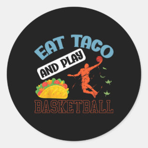 Eat Taco and Play Bysketbyll Mexico Cinco de Mayo Runt Klistermärke