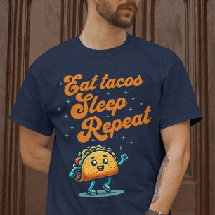 Eat Tacos Sviloläge Upprepa Funny Foodie Taco Shir T Shirt