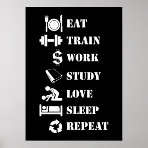 Eat Tåg Work Study Kärlek Sföreliggande Repeat - A Poster