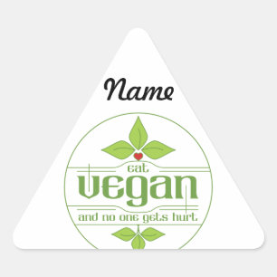 Eat Vegan och ingen får Ont Triangelformat Klistermärke
