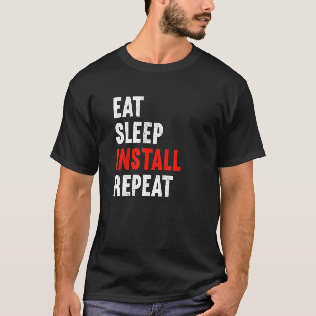 Eat-viloinstallation Upprepa elektriska elektronik T Shirt (Framsida)