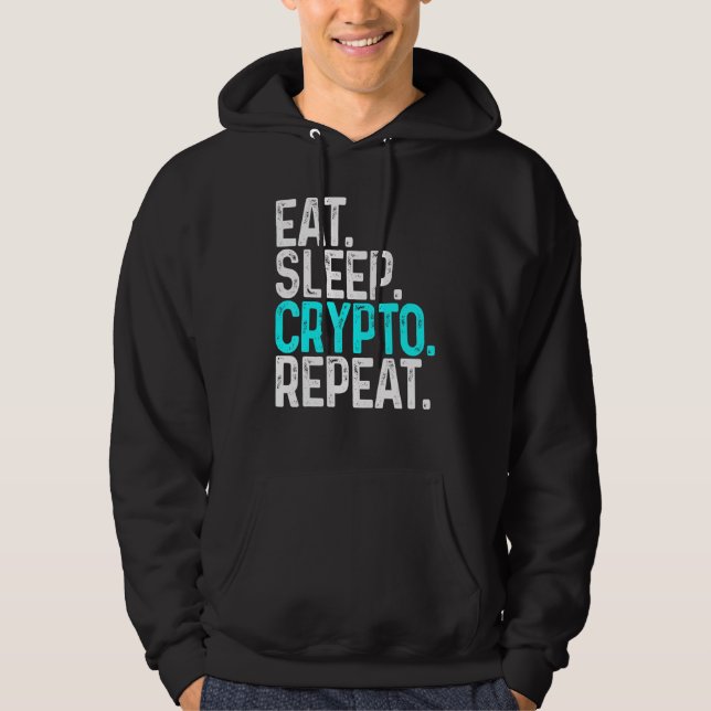 Eat-vilokrypto Repeat Funny Cryptocurrency Block Hoodie (Framsida)