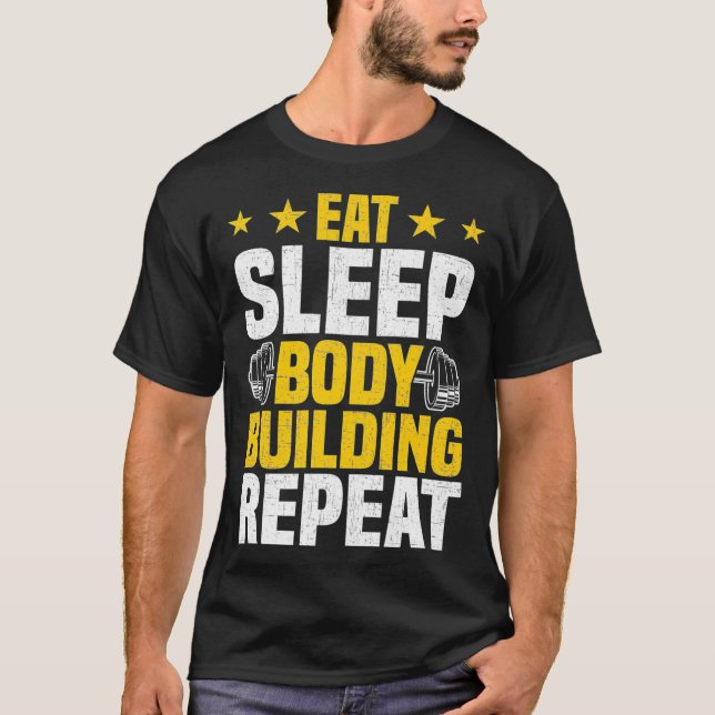 Eat-viloläge Bodybuilding Weightlift Workout T Shirt (Framsida)