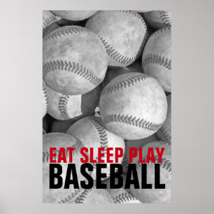 Eat-viloläge Spela upp basebollens unika teckning Poster
