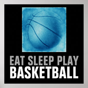 Eat-viloläge Spela upp blått basketbollsverk Poster