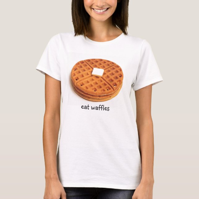 Eat Waffles T Shirt (Framsida)