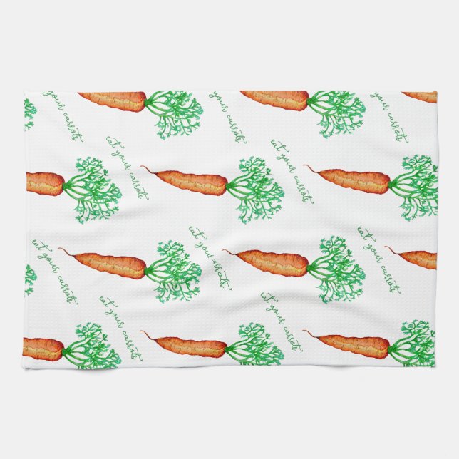 Eat Your Carrots Watercolor  Kökshandduk (Horisontell)