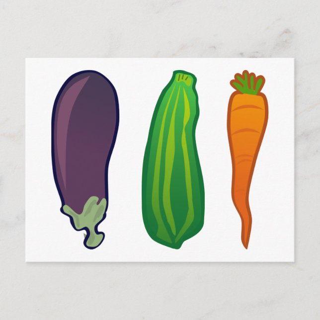 Eat Your Veggies Carrot Zucchini Eggplant Postcard Vykort (Framsida)