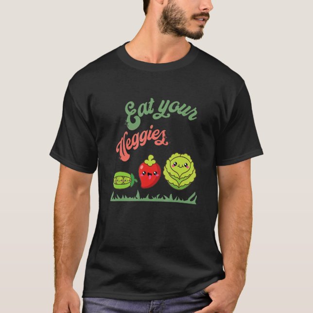 Eat Your Veggies Vegan Life Cute Plant Based Veget T Shirt (Framsida)