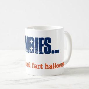 Eat Zombies och Fart Halloween Emo Goth Blue Kaffemugg