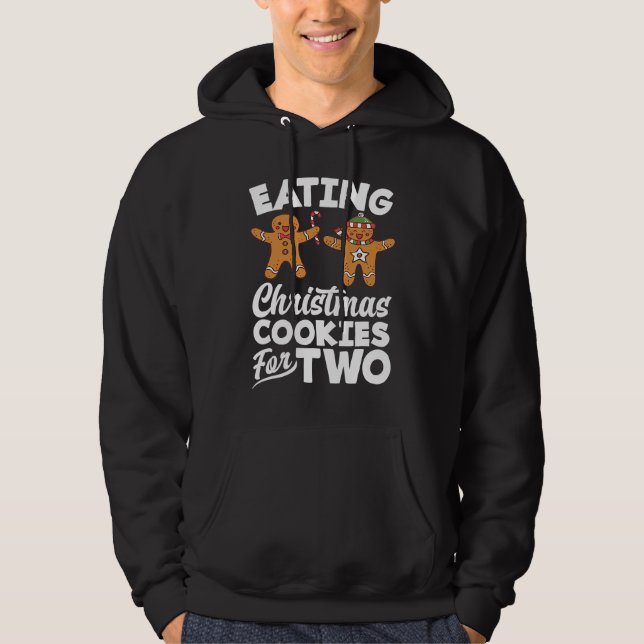 Eating Christmas Cookies for Two Pregnancy Announc Hoodie (Framsida)