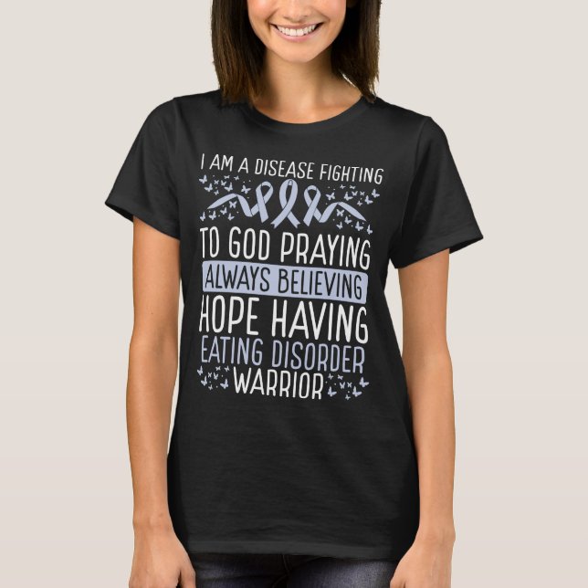 Eating Disorder Warrior Disease Awareness Ribbon T Shirt (Framsida)