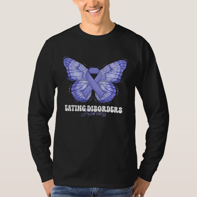 Eating Disorders Awareness Month Periwinkle Ribbon T Shirt (Framsida)