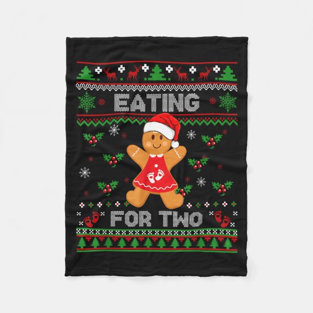 Eating For Two Pregnancy Announcement Ugly Sweater Fleecefilt (Framsidan)
