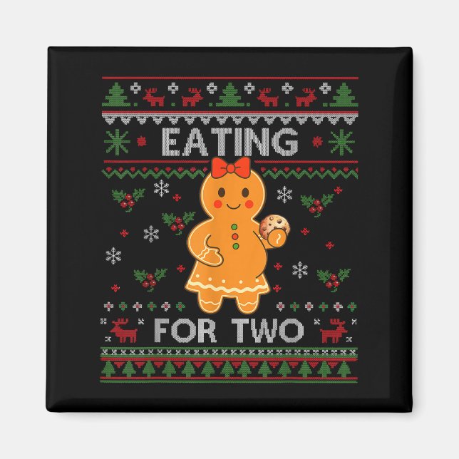 Eating For Two Pregnancy Announcement Ugly Sweater Magnet (Framsidan)
