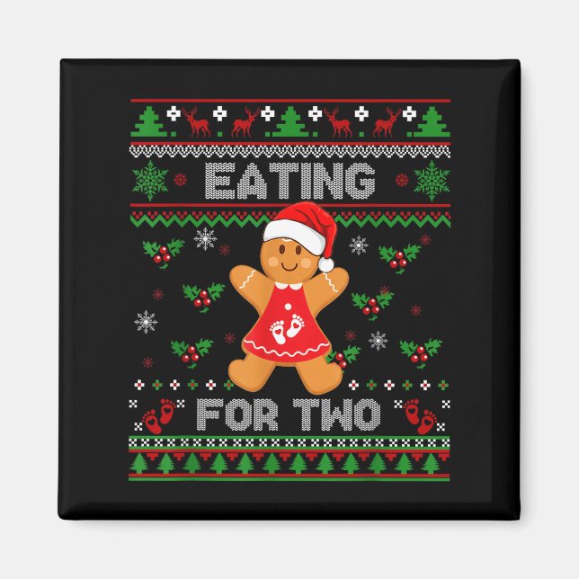 Eating For Two Pregnancy Announcement Ugly Sweater Magnet (Framsidan)