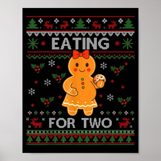 Eating For Two Pregnancy Announcement Ugly Sweater Poster (Framsidan)
