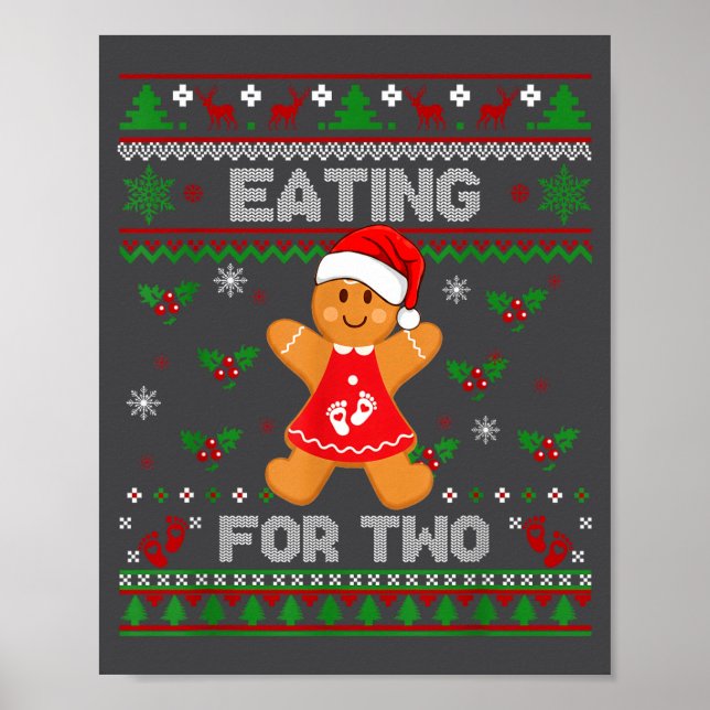 Eating For Two Pregnancy Announcement Ugly Sweater Poster (Framsidan)