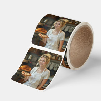 Eating Pizza Photo Personalize Customize Fyrkantigt Klistermärke