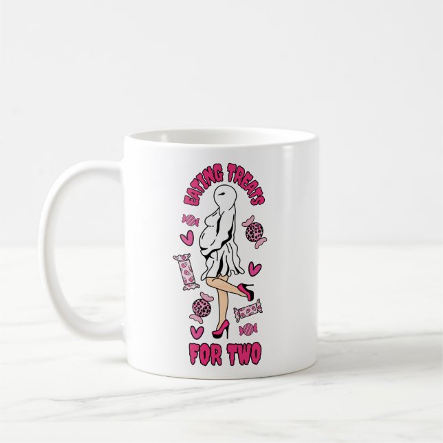 "Eating Treats for Two" Gravid Halloween Ghost Kaffemugg (Vänster)
