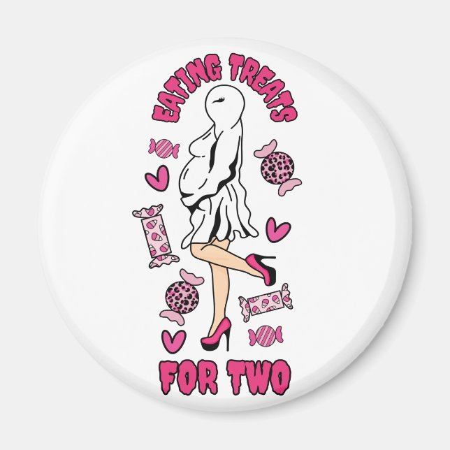 "Eating Treats for Two" Gravid Halloween Ghost Magnet (Framsidan)