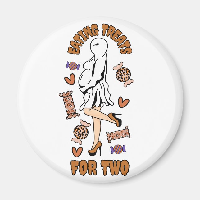 "Eating Treats for Two" Gravid Halloween Orange Magnet (Framsidan)