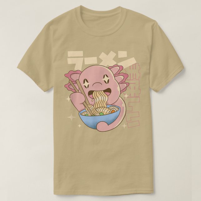 EATSALOTL RAMEN Japanska Axolotl Eating Noodles Ja T Shirt (Design framsida)