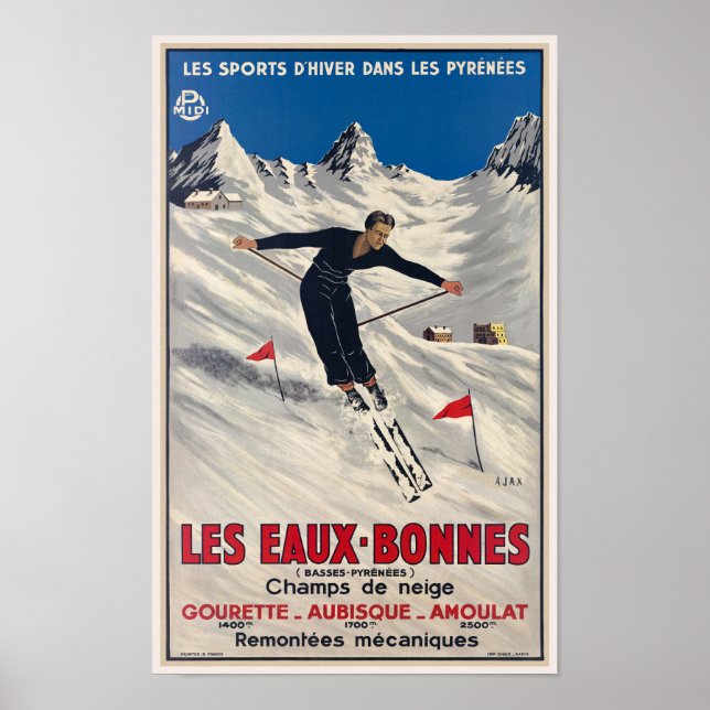 Eaux-Bonnes Frankrike Vintage affisch 1935 (Framsidan)