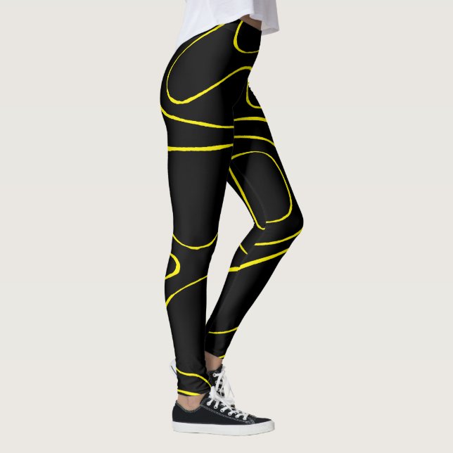 Ebb och Flod 2 i svart och gult Leggings (Höger)