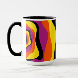 Ebb och flod 4 - Svart, Rosa, Orange och Gult Mugg