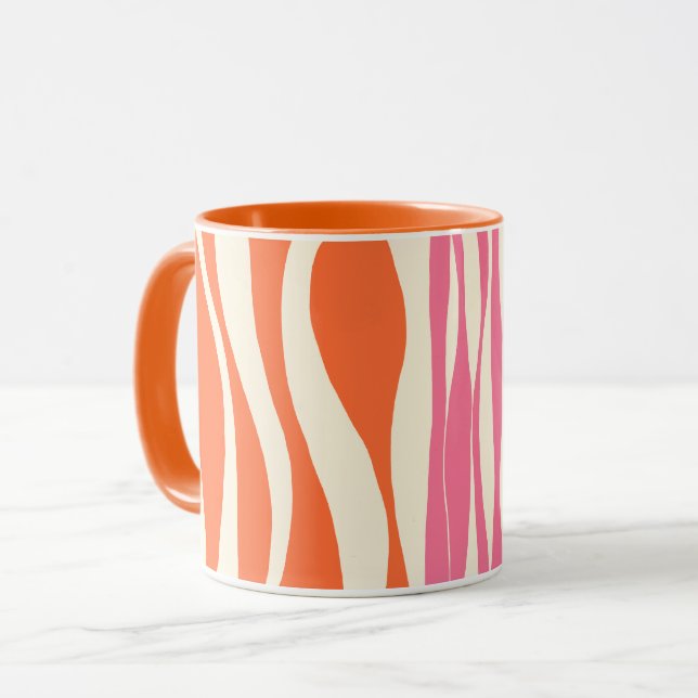 Ebb och flod - Rosa, Orange och Kräm  Mugg (Framsida vänster)