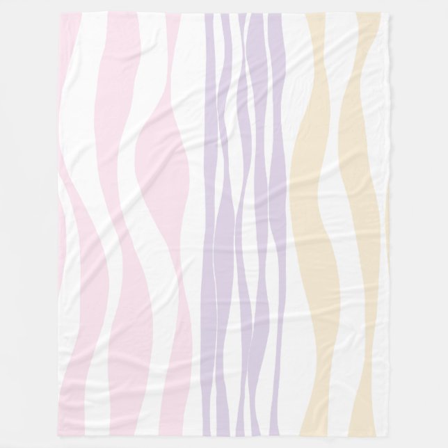 Ebb och flöde - Pastellns Rosa, Gult och Lila Fleecefilt (Framsidan)