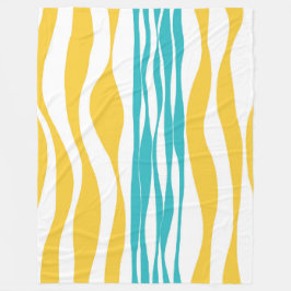 Ebb och flöde - Turkos och Gult Fleecefilt