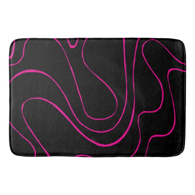 Ebb och Flow 2 - Magenta och svart Badrumsmatta (Framsidan)