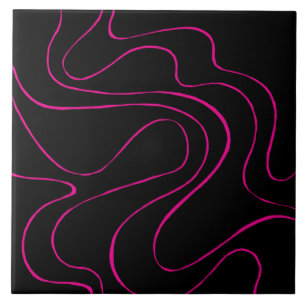 Ebb och Flow 2 - Magenta och svart Kakelplatta