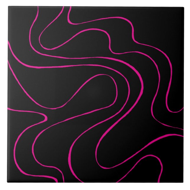 Ebb och Flow 2 - Magenta och svart Kakelplatta (Framsidan)