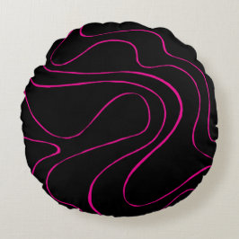 Ebb och Flow 2 - Magenta och svart Rund Kudde