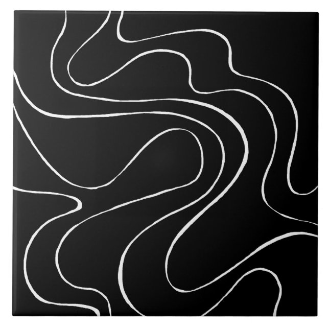 Ebb och Flow 2 - Svartvit Kakelplatta (Framsidan)