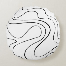 Ebb och Flow 2 - Svartvitt Rund Kudde