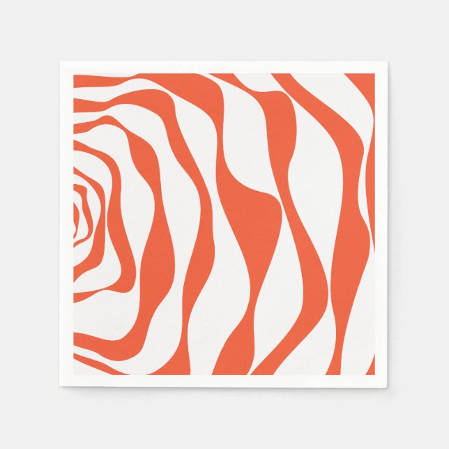 Ebb och Flow 4 i Orange och vitt Pappersservett (Framsidan)