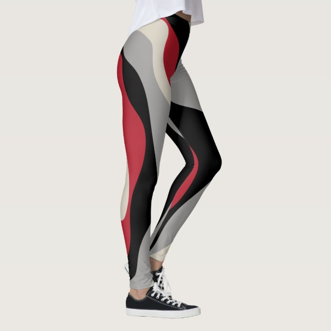 Ebb och Flow 4 - Red, Grått, Black and Bone White Leggings (Höger)